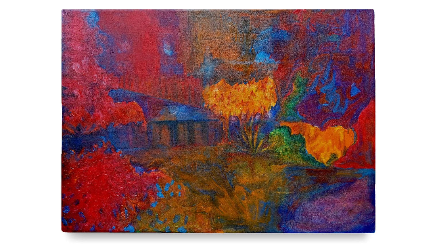 Painting titled 'Sumac in Autumn' by artist Aiste Jakonyte
