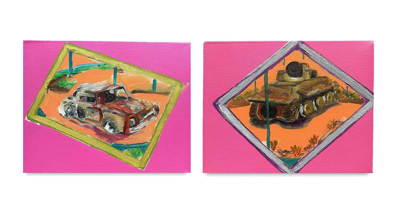 Painting titled 'On the Road (In Ossetia)' by artist Aiste Jakonyte (diptych)